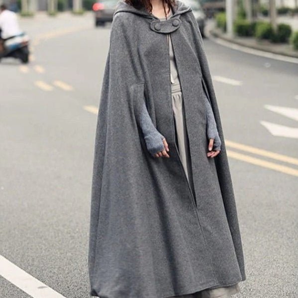 Hooded Shawl Extended Cape Coat | Versatile Hooded Shawl Poncho
